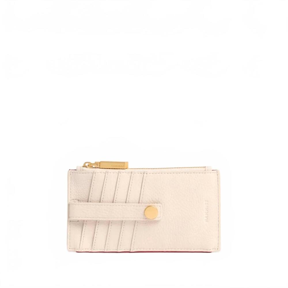NEW HAMMITT women's 210 west card wallet in calla lily white/brush gold